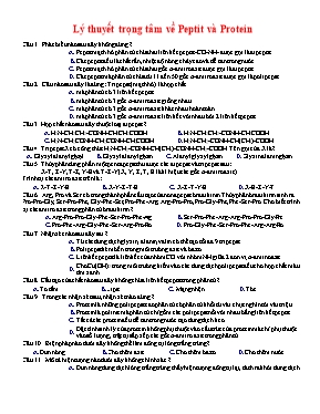 Lý thuyết trọng tâm về Peptit và Protein (Cơ bản)