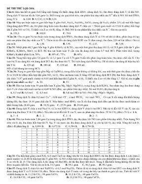 Một số câu hỏi khó trong đề thi thử THPT Quốc gia môn Hóa học