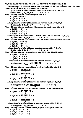 Một số công thức giải nhanh bài tậi trắc nghiệm Hóa học