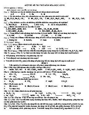 Một số đề thi thử môn Hóa học Lớp 8