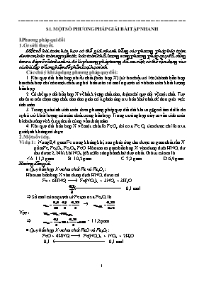 Một số phương pháp giải bài tập nhanh Hóa học