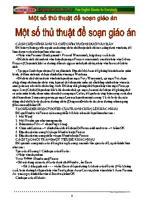 Một số thủ thuật tin học để soạn giáo án