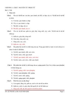 Ngân hàng câu hỏi Hóa học 8