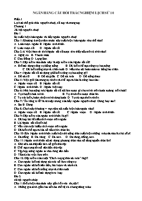 Ngân hàng câu hỏi trắc nghiệm Lịch sử 10