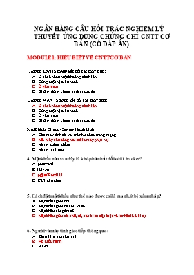 Ngân hàng câu hỏi trắc nghiệm lý thuyết ứng d
