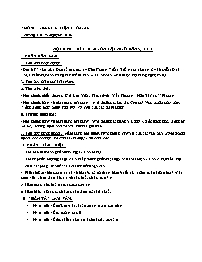 Nội dung đề cương ôn tập học kỳ II môn Ngữ văn 9 - Trường THCS Nguyễn Huệ