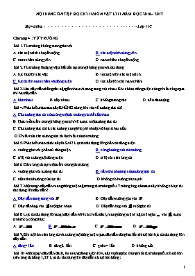 Nội dung ôn tập học kì II môn Vật lí 11 - Năm