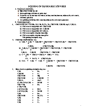 Nội dung ôn tập học kỳ 2 - Hoá học Lớp 9
