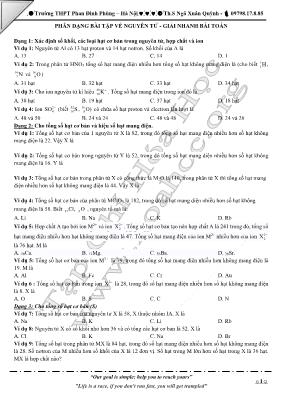 Phân dạng bài tập về nguyên tử - Giải nhanh bài toán -  Ngô Xuân Quỳnh