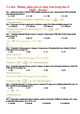 Phương pháp giải các dạng toán trọng tâm về Peptit - Protein (Cơ bản)