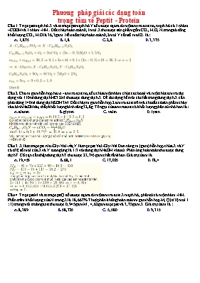 Phương pháp giải các dạng toán trọng tâm về Peptit - Protein (Nâng cao)