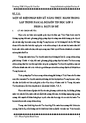 Sáng kiến kinh nghiệm Một số biện pháp rèn kỹ năng thực hành trong lập trình Pascal bộ môn Tin học Lớp 8