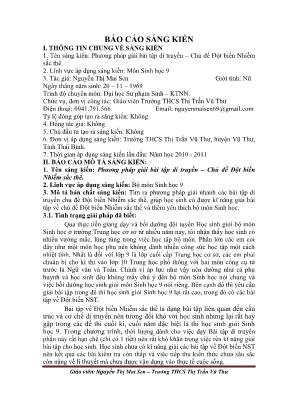 Sáng kiến kinh nghiệm Phương pháp giải bài tập di truyền – Chủ đề Đột biến nhiễm sắc thể