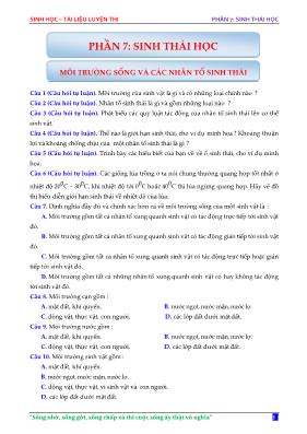 Tài liệu luyện thi THPT Quốc gia môn Sinh học - Phần 7: Sinh thái học