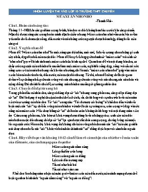 Tài liệu ôn học kỳ 2 môn Ngữ văn Lớp 9