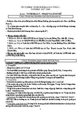 Tài liệu ôn tập học sinh giỏi Địa lí 12 - Vòng 1 - Năm học 2017-2018