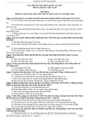 Tài liệu ôn thi THPT Quốc gia môn Lịch sử năm
