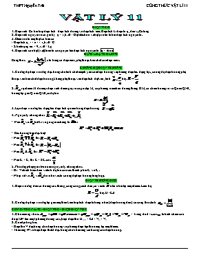 Tóm tắt công thức Vật lý 11