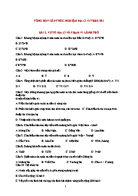 Tổng hợp câu trắc nghiệm Địa lí 12 theo bài