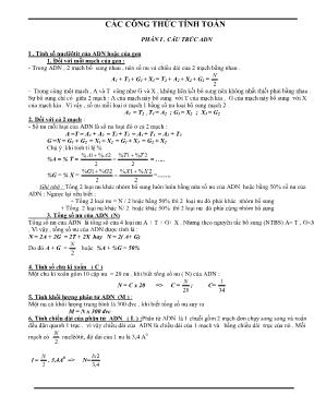 Tổng hợp công thức Sinh học 12