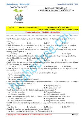 Tổng ôn lý thuyết Hóa học năm 2017 - Chuyên đ