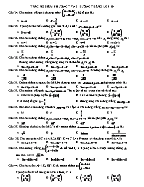 Trắc nghiệm phương trình đường thẳng Khối 10