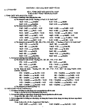 Trọng tâm Chương I môn Hóa học Lớp 9