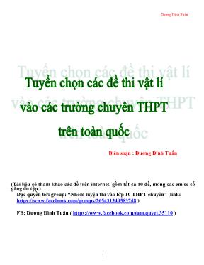 Tuyển chọn các đề thi Vật lý vào các trường chuyên THPT trên toàn quốc