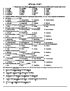 10 Đề thi thử vào Lớp 10 môn Tiếng Anh