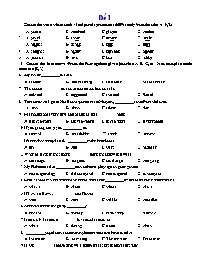 10 Đề thi thử vào Lớp 10 THPT môn Tiếng Anh