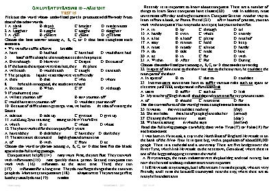 2 Đề ôn luyện thi vào Lớp 10 môn Tiếng Anh năm 2017
