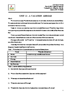 Bài tập Tiếng Anh 8 - Unit 12: A vacation abr