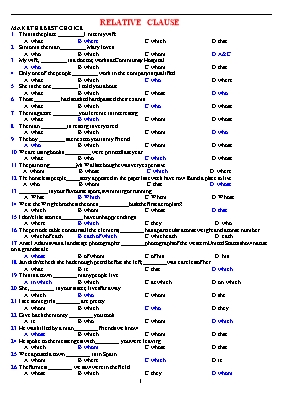 Bài tập trắc nghiệm Relative clause