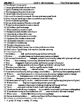 Bài tập Unit 1 môn Tiếng Anh Khối 7