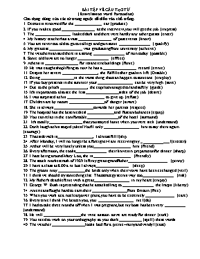 Bài tập về Cấu tạo từ (Exercises on word form