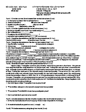 Bộ đề thi thử tuyển sinh vào Lớp 10 THPT môn Tiếng Anh - Sở GD & ĐT Bình Định (Có đáp án)