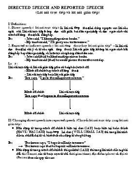 Chuyên đề Directed speech and reported speech