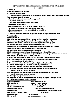 Đề cương học kỳ II môn Tiếng Anh Lớp 9 - Năm 