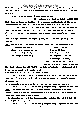 Đề cương ôn tập Ngữ văn 9 – Phần văn