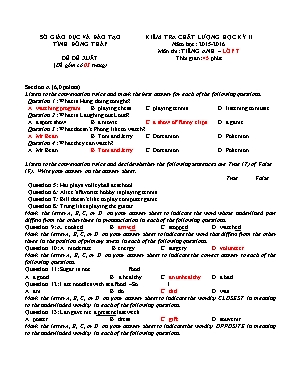 Đề đề xuất kiểm tra chất lượng học kỳ II môn Tiếng Anh Lớp 7 - Năm học 2015-2016 - Phòng GD & ĐT Châu Thành (Có đáp án)