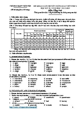 Đề khảo sát chuyên môn giáo viên THCS học kỳ II môn Tiếng Anh - Năm học 2012-2013 - Phòng GD & ĐT Phúc Yên
