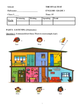 Đề kiểm tra học kỳ 1 môn Tiếng Anh 3
