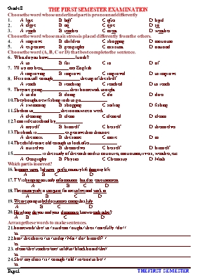 Đề kiểm tra môn Tiếng Anh Khối 9