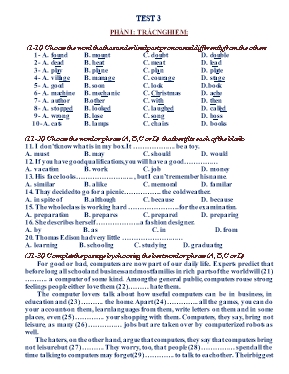 Đề luyện thi tuyển sinh vào Lớp 10 THPT môn T