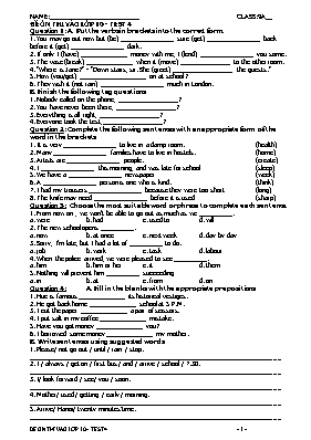 Đề ôn thi vào Lớp 10 THPT môn Tiếng Anh - Đề 4