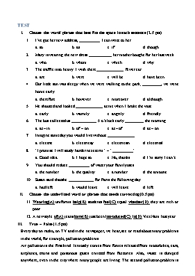 Đề ôn tuyển sinh Lớp 10 THPT môn Tiếng Anh
