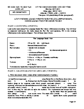 Đề thi chọn học sinh giỏi cấp tỉnh môn Tiếng Anh Lớp 9 - Năm học 2013-2014 - Sở GD & ĐT Long An