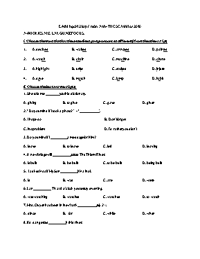 Đề thi học kì 2 môn Tiếng Anh Lớp 8 - Trường THCS Cảnh Hóa