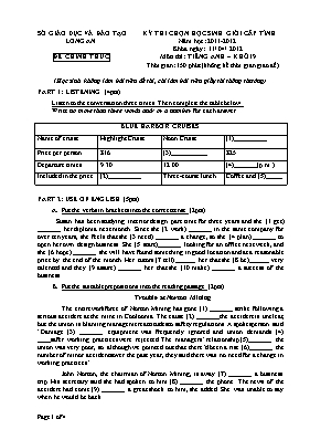 Đề thi học sinh giỏi cấp tỉnh môn Tiếng Anh Lớp 9 - Năm học 2011-2012 - Sở GD & ĐT Long An