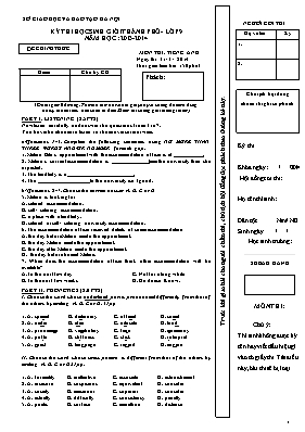 Đề thi học sinh giỏi Thành phố môn Tiếng Anh Lớp 9 - Năm học 2013-2014 - Sở GD & ĐT Hà Nội